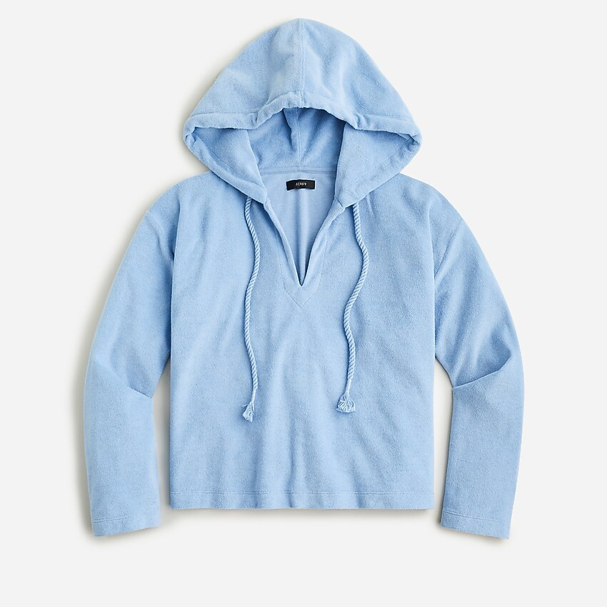 Towel terry open V-neck hoodie | J. Crew US