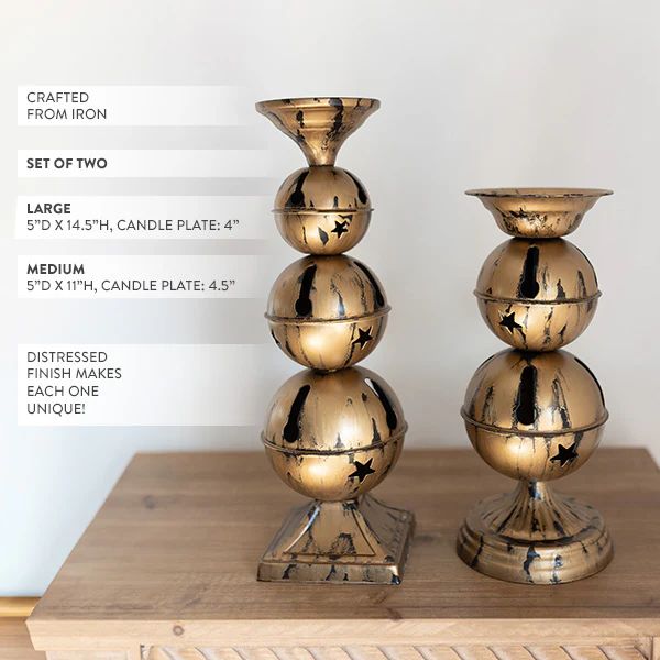 Jingle Bell Pedestal Candle Holders - Decor Steals | Decor Steals