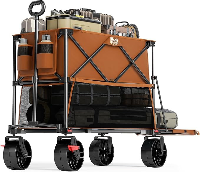 TIMBER RIDGE 400L Folding Double Decker Wagon with Brakes, 54" Extra Long | Extender Wagon Cart, ... | Amazon (US)