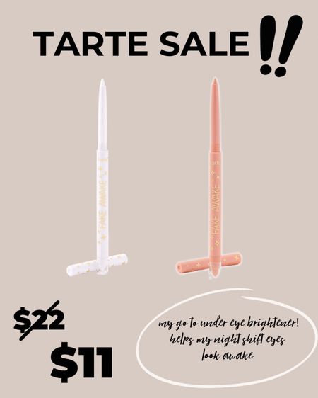 HUGE TARTE SINGLES SALE TODAY! 50% off some of my favorite go to products like the fake awake under eye brightener! I like using the white one more. only $11 right now!

great for my night shift girlies out there trying to look alive

#LTKbeauty #LTKHolidaySale #LTKsalealert