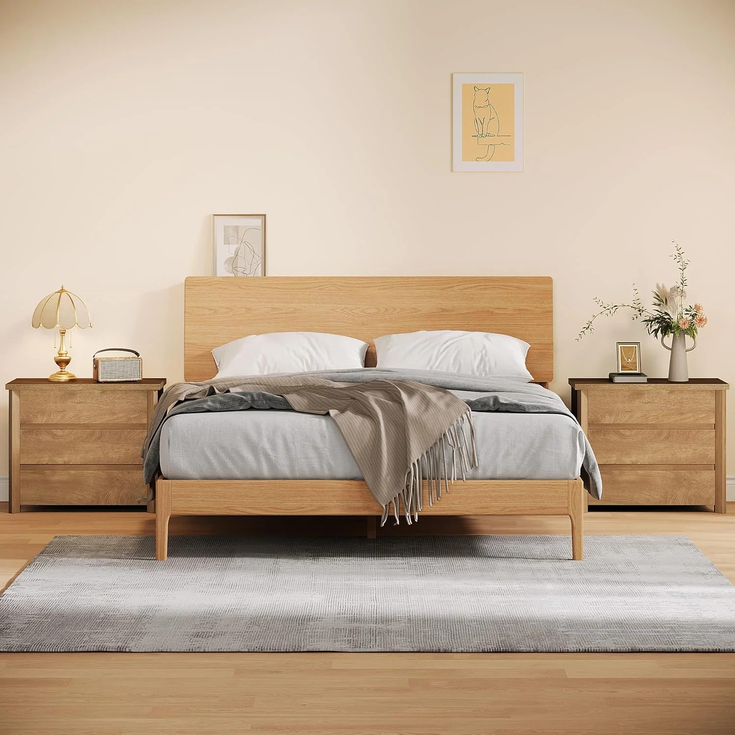 Tribesigns Nightstand with 3 Drawers, Rustic Farmhouse Bedside Table with Storage for Bedroom or ... | Walmart (CA)