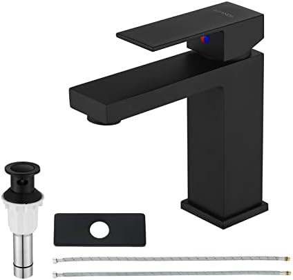 EZANDA Brass Single-Handle Bathroom Sink Faucet with Escutcheon, Pop Up Drain Stopper & Water Sup... | Amazon (US)