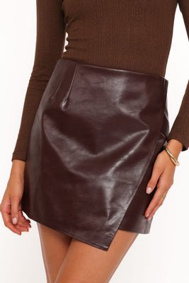 Parker Faux Leather Mini Skirt - Burgundy | Petal & Pup (US)