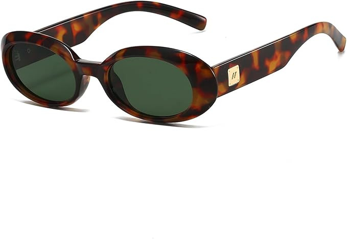 Retro Oval Sunglasses for Women Fashion Cat Eye Sunglasses Ladies 90s Vintage Oval Shades | Amazon (US)