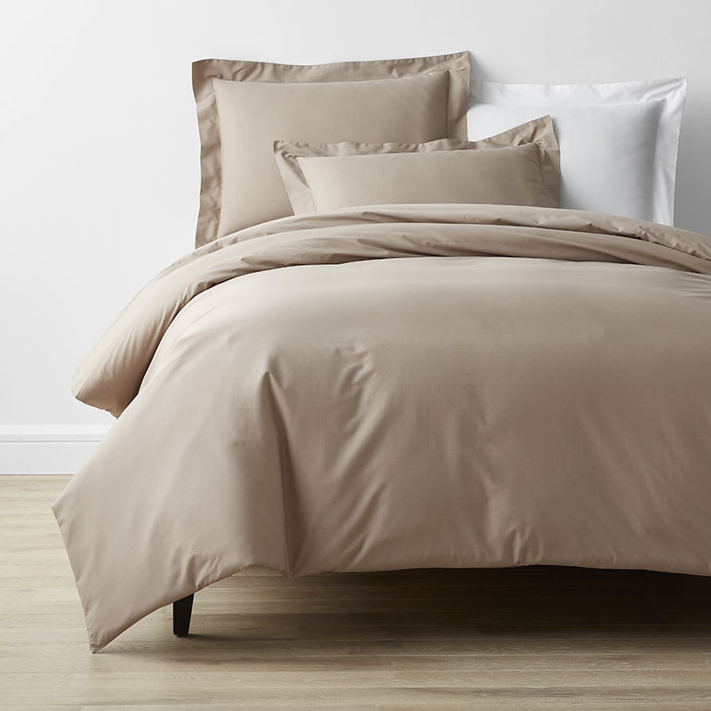 Classic Cool Cotton Percale Bed Duvet Cover - Cocoa, Full | The Company Store