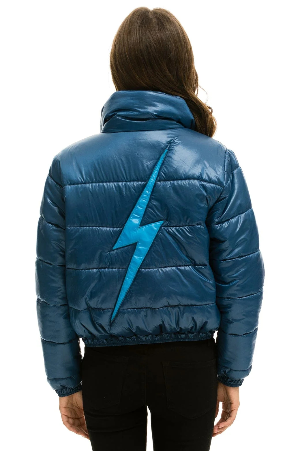 BOLT LUXE APRES PUFFER JACKET - GLOSSY DEEP BLUE | Aviator Nation