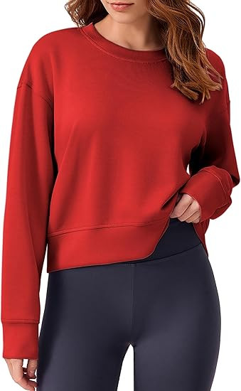 PINSPARK Soft Crewneck Cropped Sweatshirt for Women Long Sleeve Relaxed Lightweight Basic Crop To... | Amazon (US)
