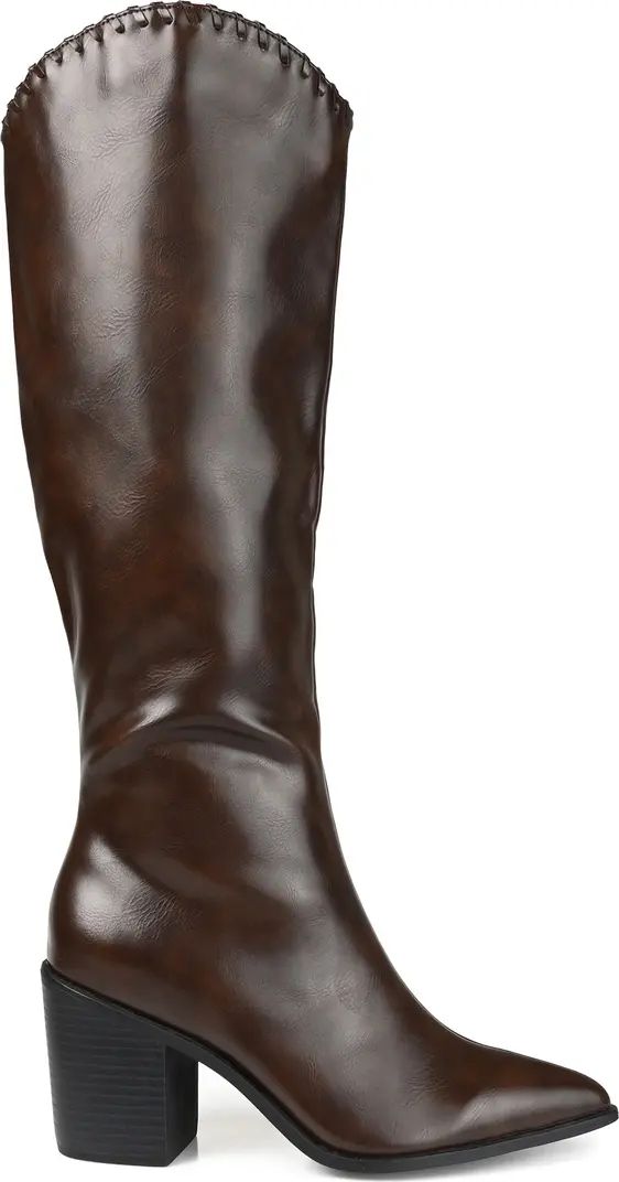 JOURNEE COLLECTION Daria Whipstitch Tall Vegan Leather Western Boot - Extra Wide Calf | Nordstrom... | Nordstrom Rack