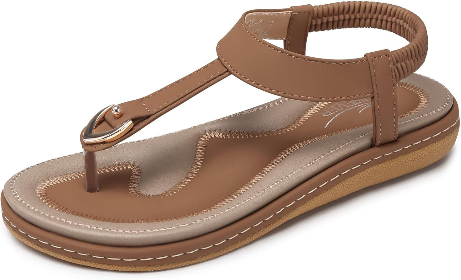 SHIBEVER Womens Sandals Summer Flat: Dressy Casual T-Strap Flip Flop Thong Flats Sandals - Comfor... | Amazon (US)
