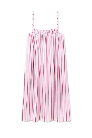Poplin Ruffle Midi Nightgown in Candy Stripe | Lake Pajamas