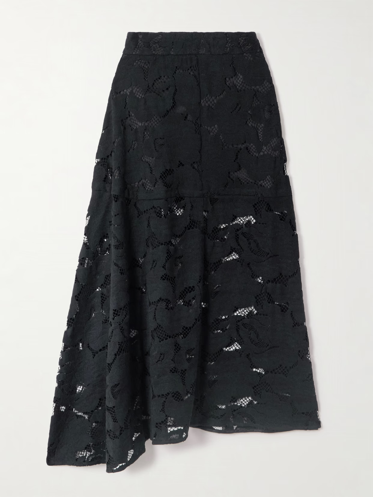 Patou - Asymmetric Organic Cotton-blend Lace Midi Skirt - Black | NET-A-PORTER (US)