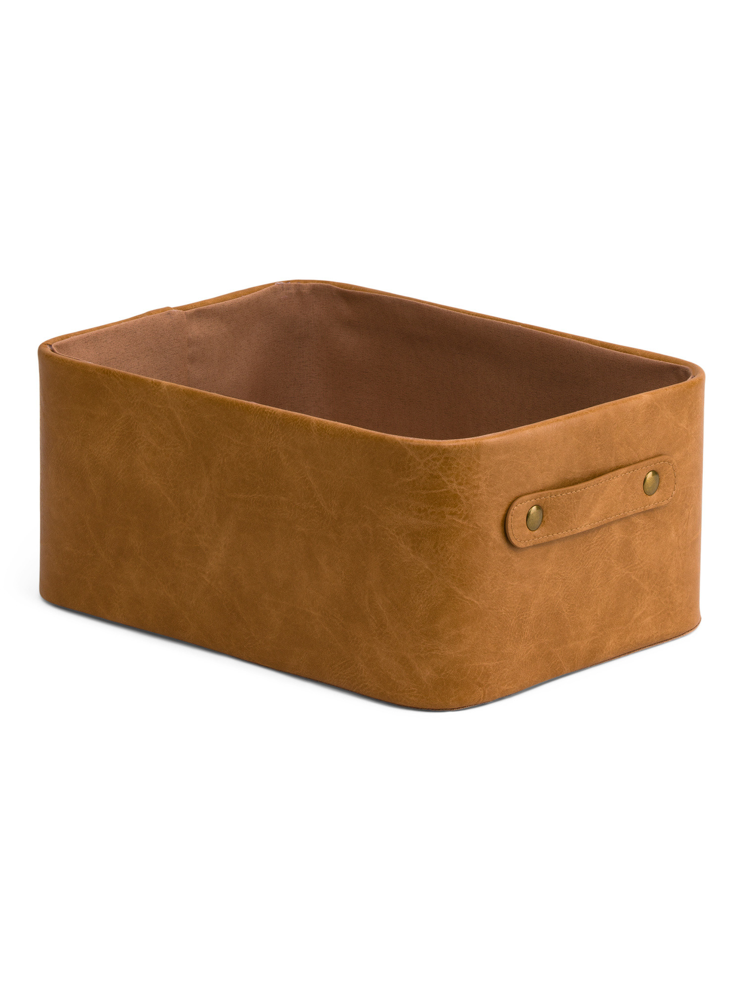 Faux Leather Medium Distressed Bin | TJ Maxx