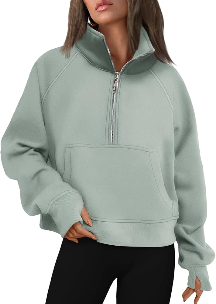 AUTOMET Womens Sweatshirts Half Zip Cropped Pullover Fleece Quarter Zipper Hoodies 2026 Fall Fash... | Amazon (US)