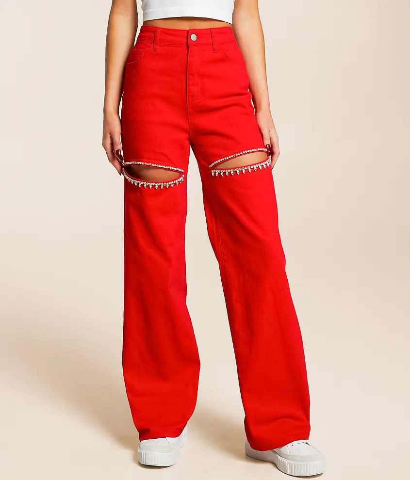 Ultra High Rise Wide Leg Rhinestone Stretch Jean | Buckle