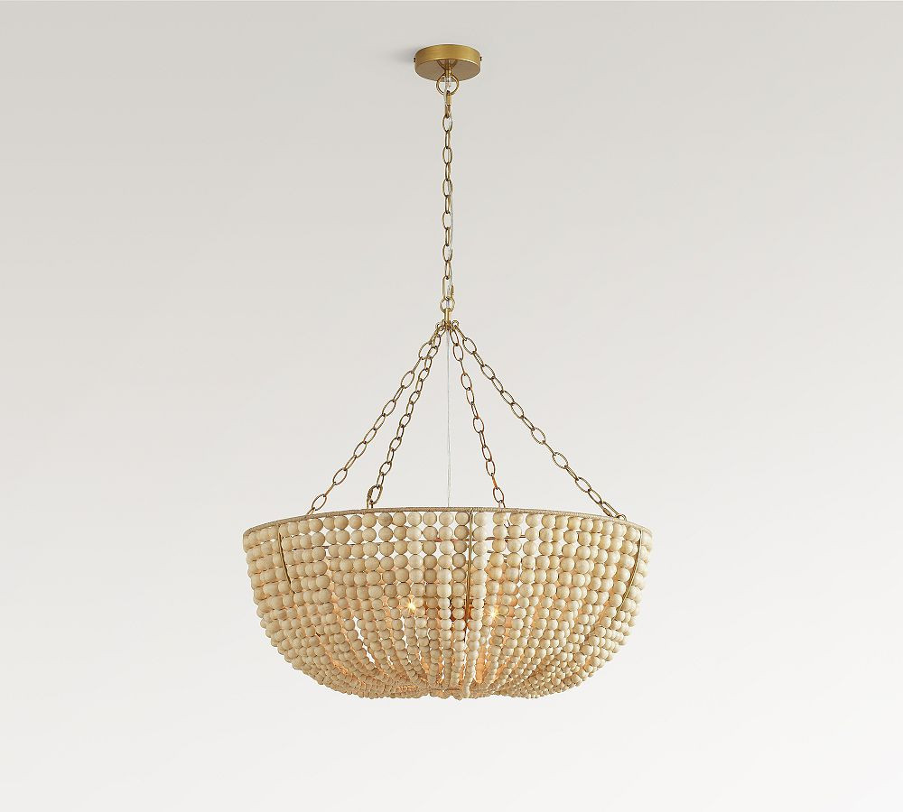 Bristol Wood Bead Chandelier, Natural | Pottery Barn (US)