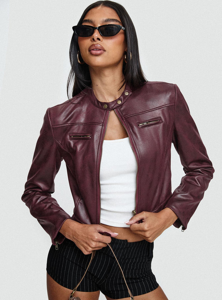 Anfield Jacket Burgundy | Princess Polly US