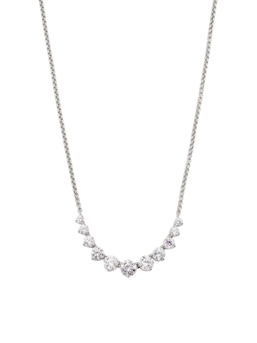 Perfect Rhodium-Plated & Cubic Zirconia Bar Tennis Necklace | Saks Fifth Avenue