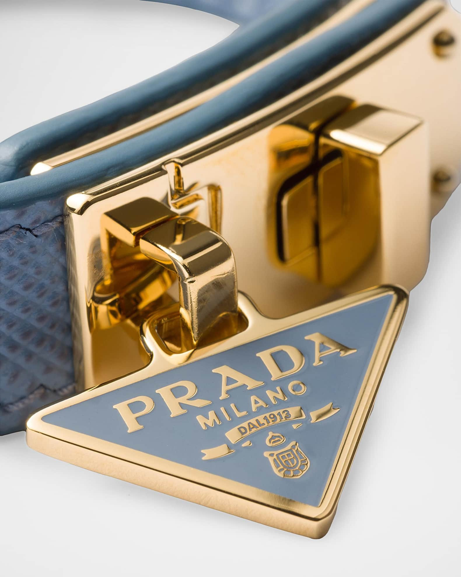 Saffiano Leather Bracelet with Logo Charm | Neiman Marcus