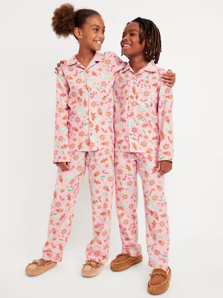 Gender-Neutral Printed Button-Front Pajama Set for Kids | Old Navy (US)