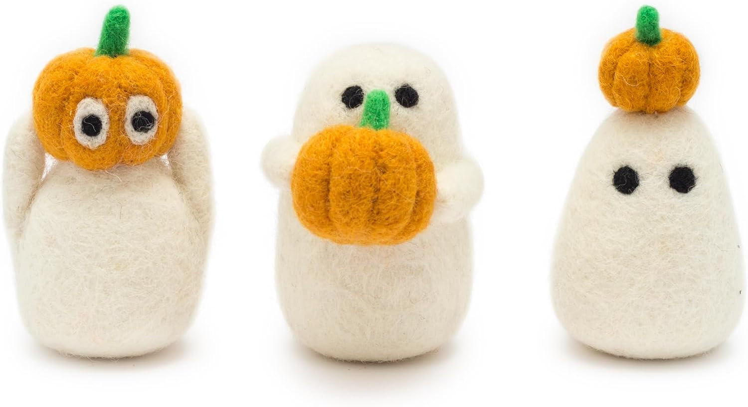 GLACIART ONE Felt Ghost Decorations w/Pumpkins 3 Pcs |Funny Halloween Decorations Indoor or Outdoor |Great as Halloween Home Decor, Ghost Ornaments, Unique & Funny Gift | Passive Aromatherapy Diffuser | Amazon (US)