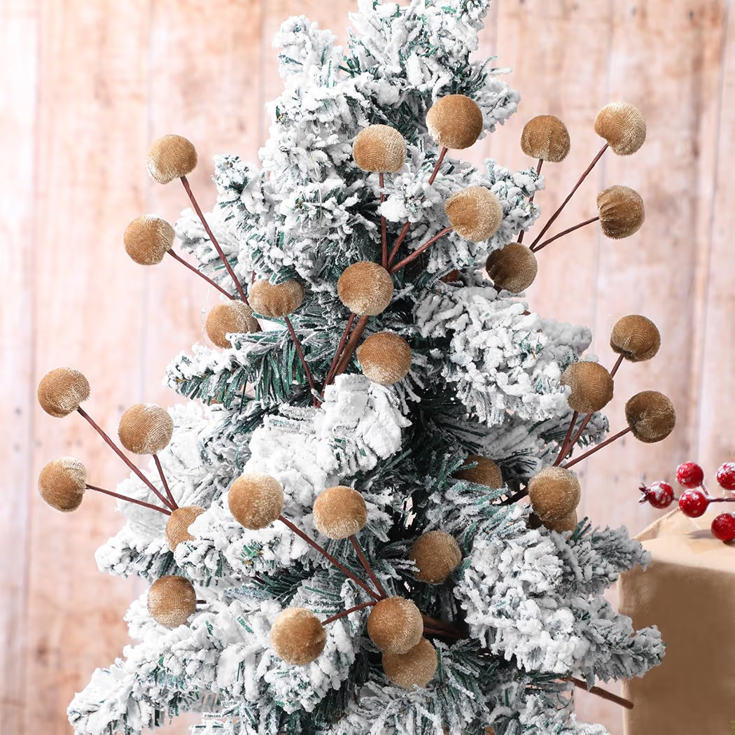 6 Pcs 14 Inch Christmas Tree Picks Velvet Christmas Ornaments Spheres Ball Pick Velvet Xmas Tree ... | Amazon (US)