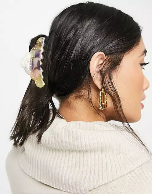 ASOS DESIGN hair clip claw in pastel resin and crystal detail | ASOS (Global)