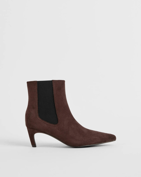Gusset Kitten Heel Boots - Choc FX Suede | Target AU