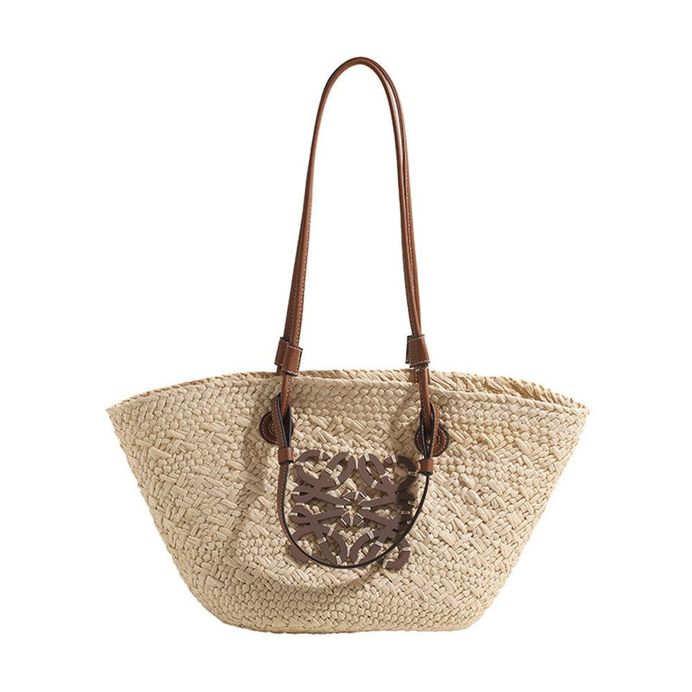 BTCHING Straw Bag - Large Capacity Hand-Woven Tote for Beach - White | Amazon (US)
