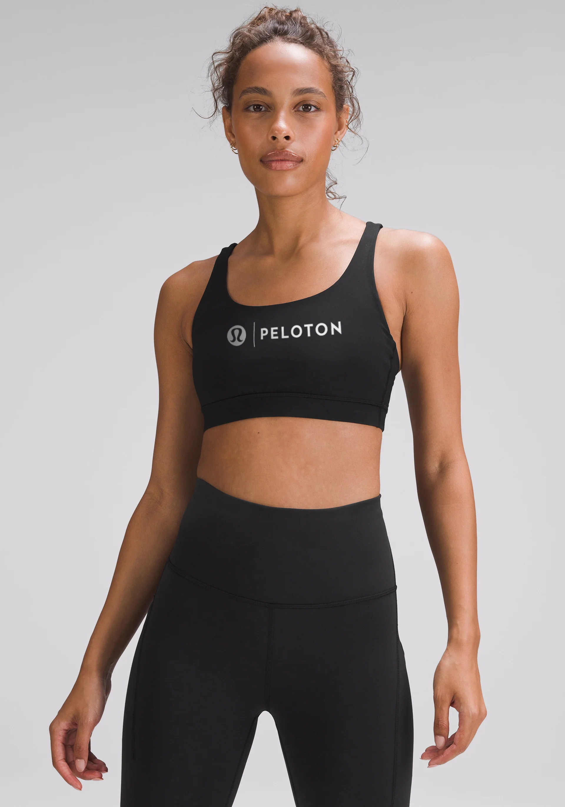 Peloton X Lululemon Women's Lululemon Energy Bra| Medium Support, B/d Cups in Black - Cycling Performance Apparel | Peloton Apparel