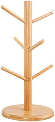 Bamboo Wooden Mug Rack Tree Coffee Tea Cup Organizer Hanger Holder with 6 Hooks Removable Bamboo ... | Amazon (US)