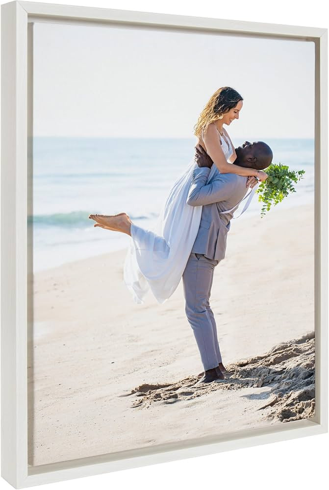 Kate and Laurel Sylvie Custom Printed Framed Canvas Wall Art, 16x20 White, Personal Canvas Print ... | Amazon (US)