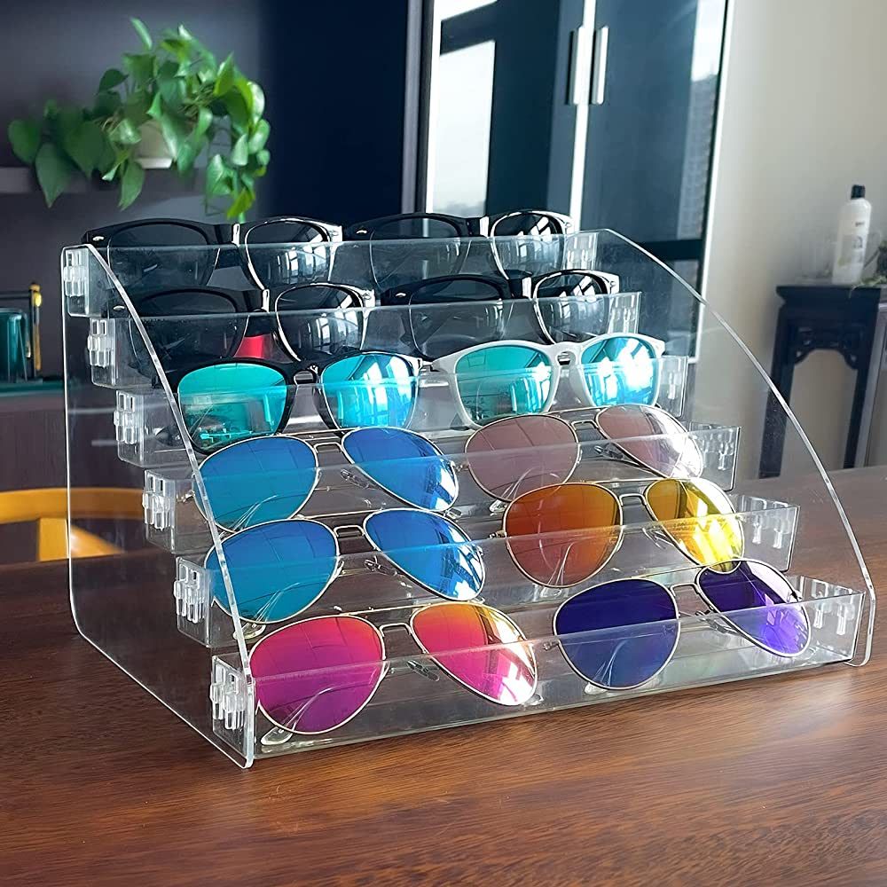 MineSign Sunglasses Organizer Clear Eyeglasses Display Case Sticker Display Tray For Glasses Tabl... | Amazon (US)
