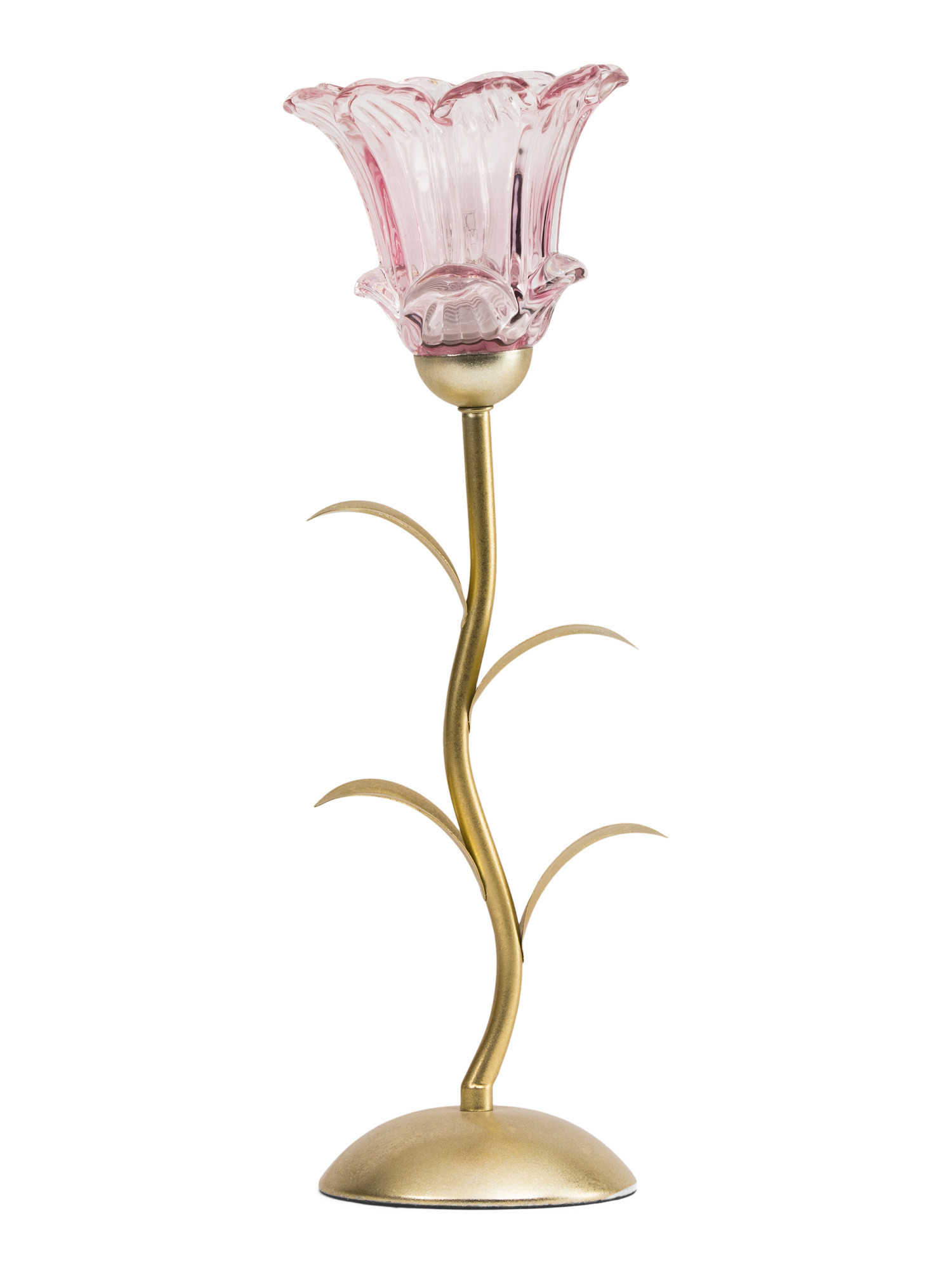 17in Glass Tulip Uplight Wavy Metal Base Lamp | TJ Maxx