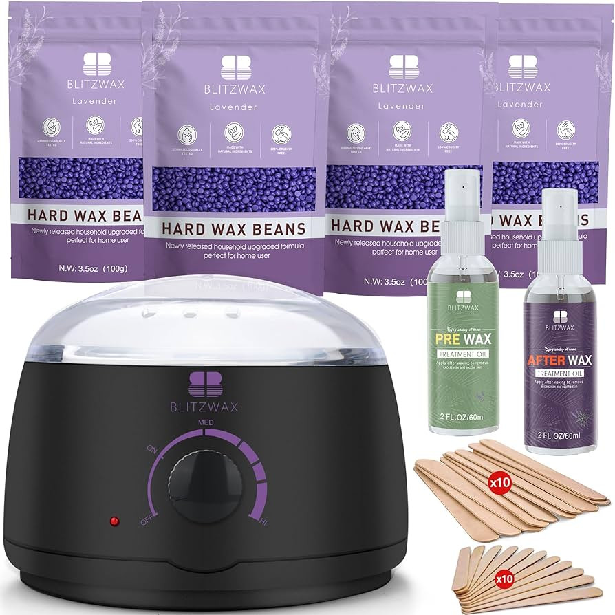BLITZWAX Waxing Kit Black Wax Hair Removal Kit for Women and Men Hard Wax Kit for Bikini, Brazili... | Amazon (US)