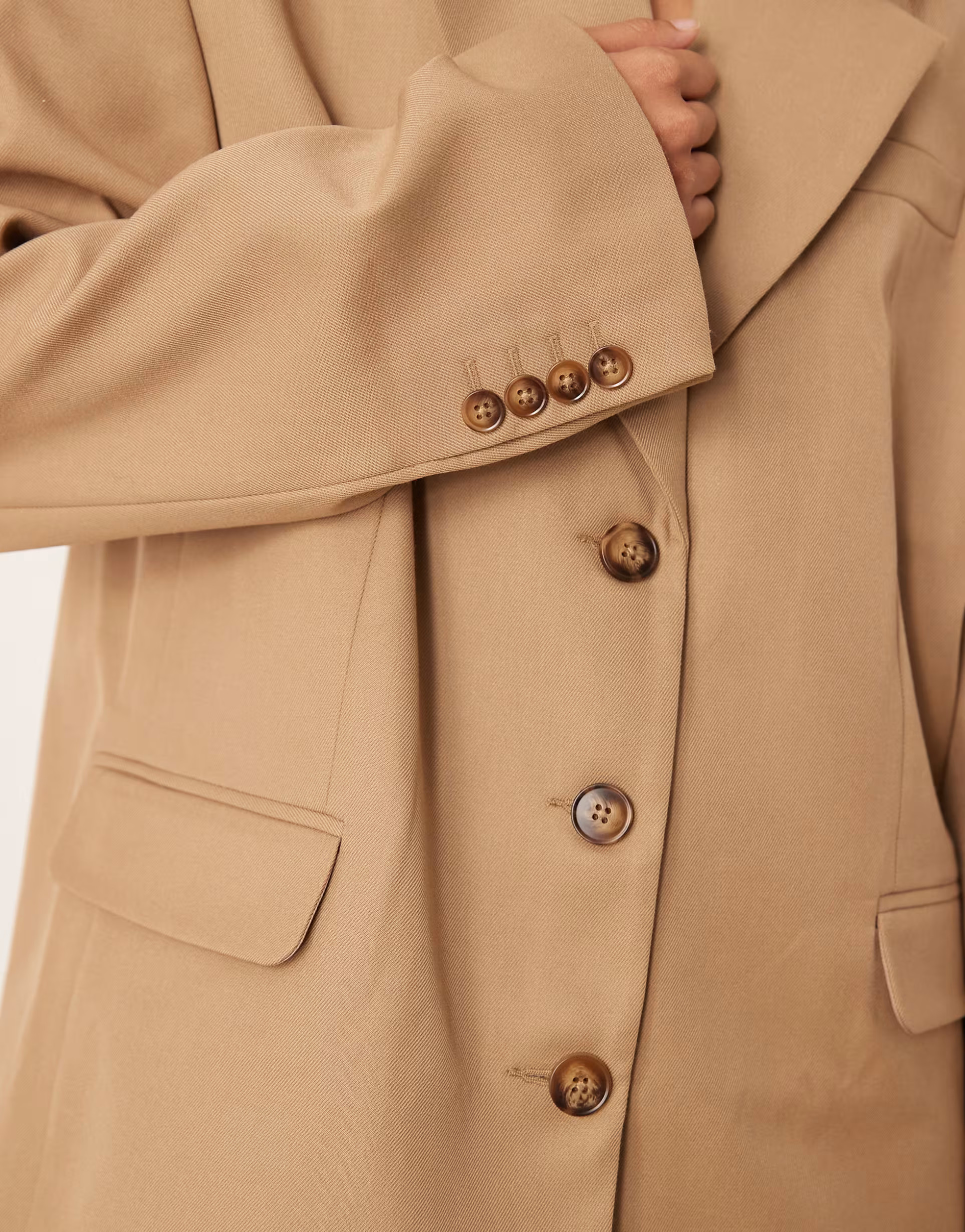 ASOS DESIGN tailored wool blend oversized power shoulder blazer in camel | ASOS (Global)