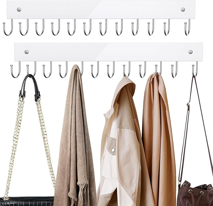 Belt Hanger Wall Mounted, Wooden Coat Rack Belt Organizer 2 Pack Max 24 Storage Capacity, 180° R... | Amazon (US)