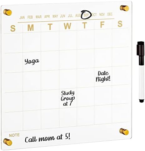 mDesign Modern Acrylic Reusable Hanging Wall Calendar and Planner with Dry Erase Marker - for Hom... | Amazon (US)