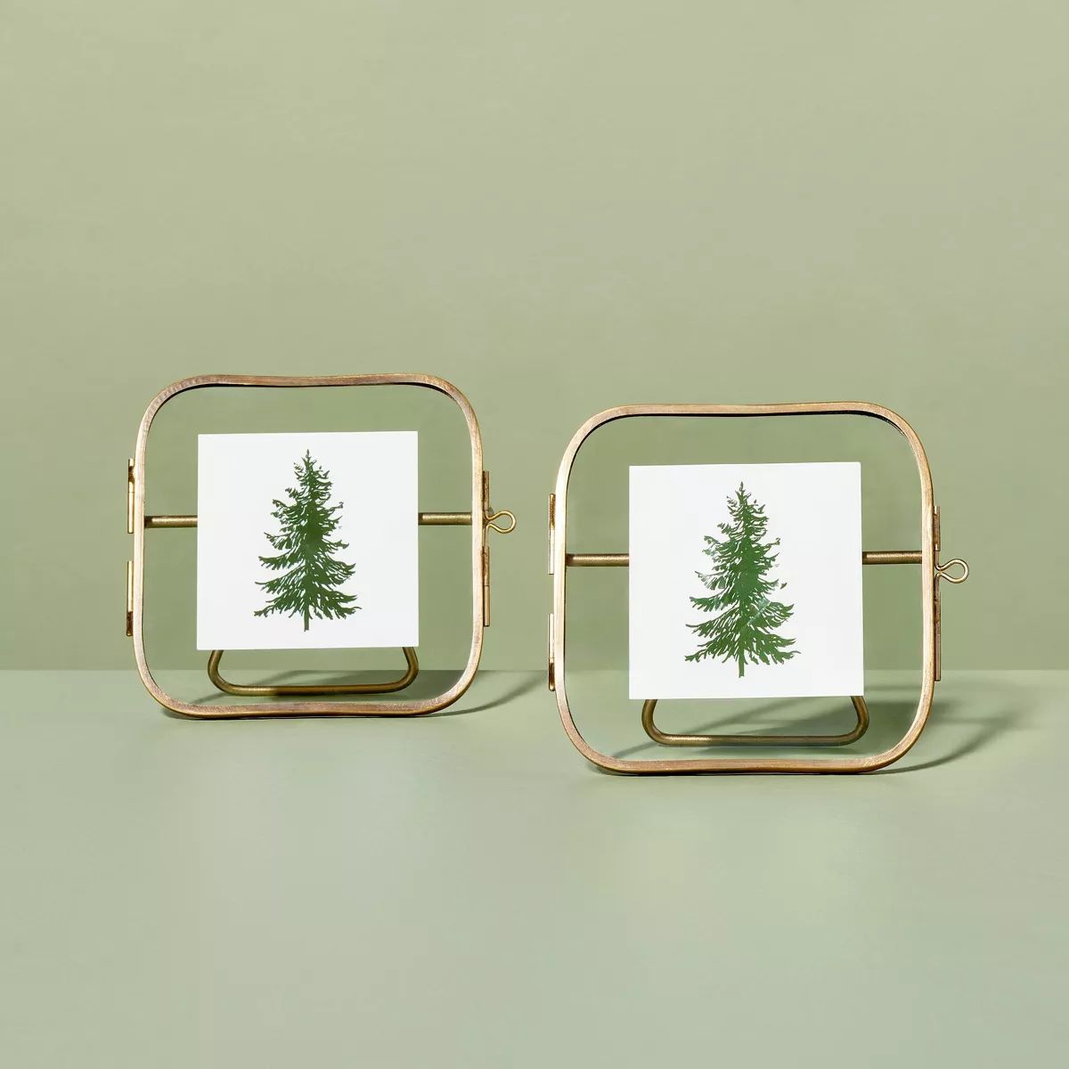 4"x4" Pressed Glass Frames Antique Brass (Set of 2) - Hearth & Hand™ with Magnolia | Target