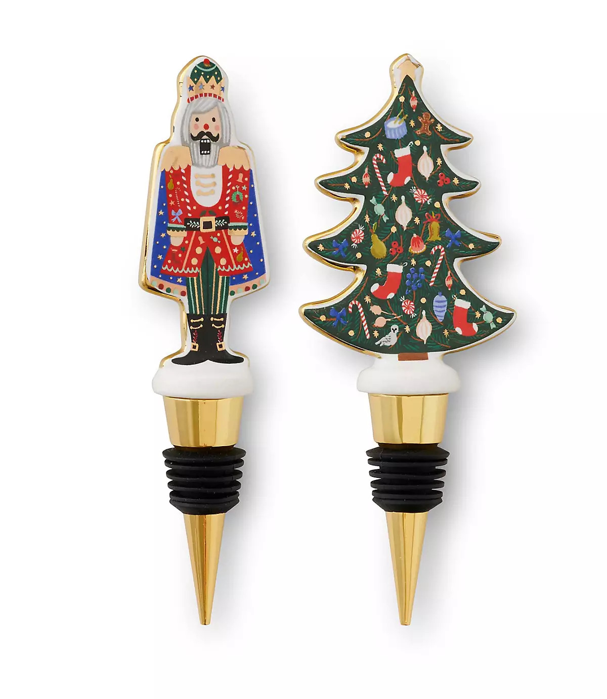 Rifle Paper Co. Nutcracker Porcelain Wine Stopper Set | LOFT