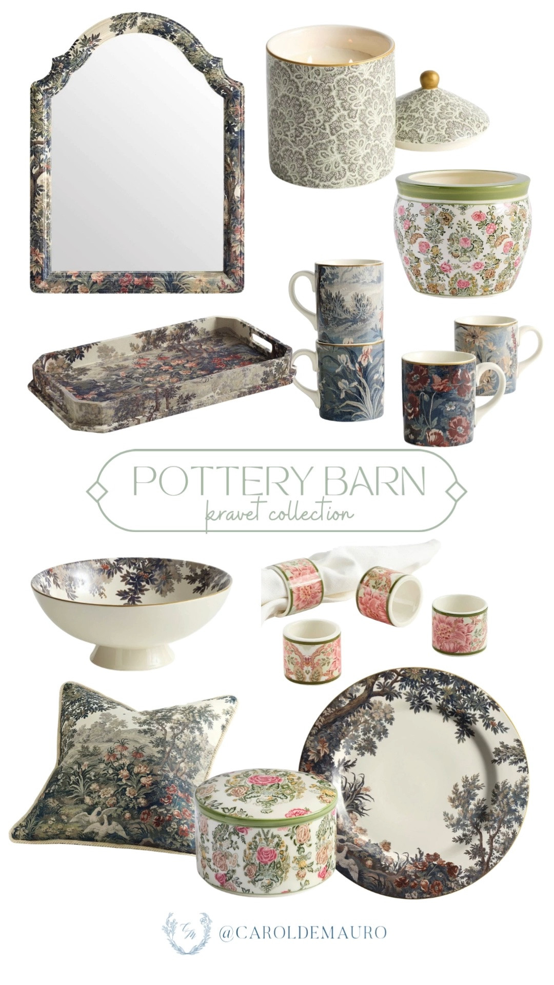 The Pottery Barn x Kravet collection is full of the prettiest floral patterns! Mirrors, mugs, and dinnerware that add instant charm to any table.

floral home decor, vintage inspired dinnerware, floral mirror decor, patterned tableware, home decor collab, cottagecore decor

#LTKHome