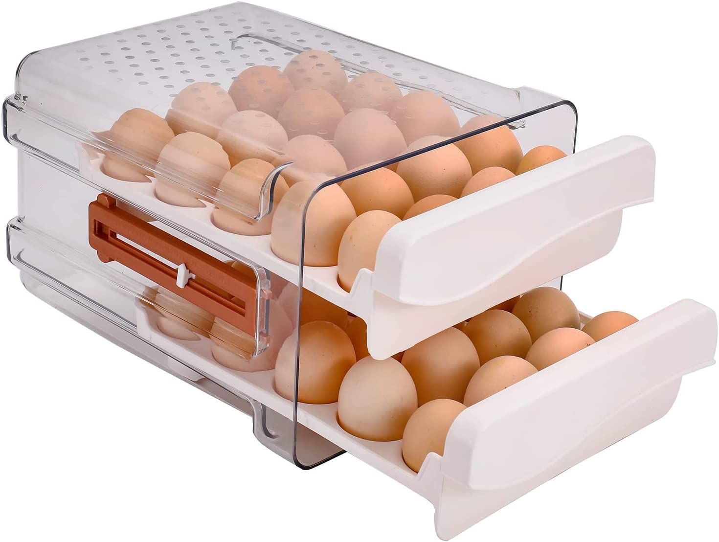 Sooyee 40 Capacity Egg Container for Refrigerator, Household Egg Holder for Fridge, Transparent 2... | Amazon (US)