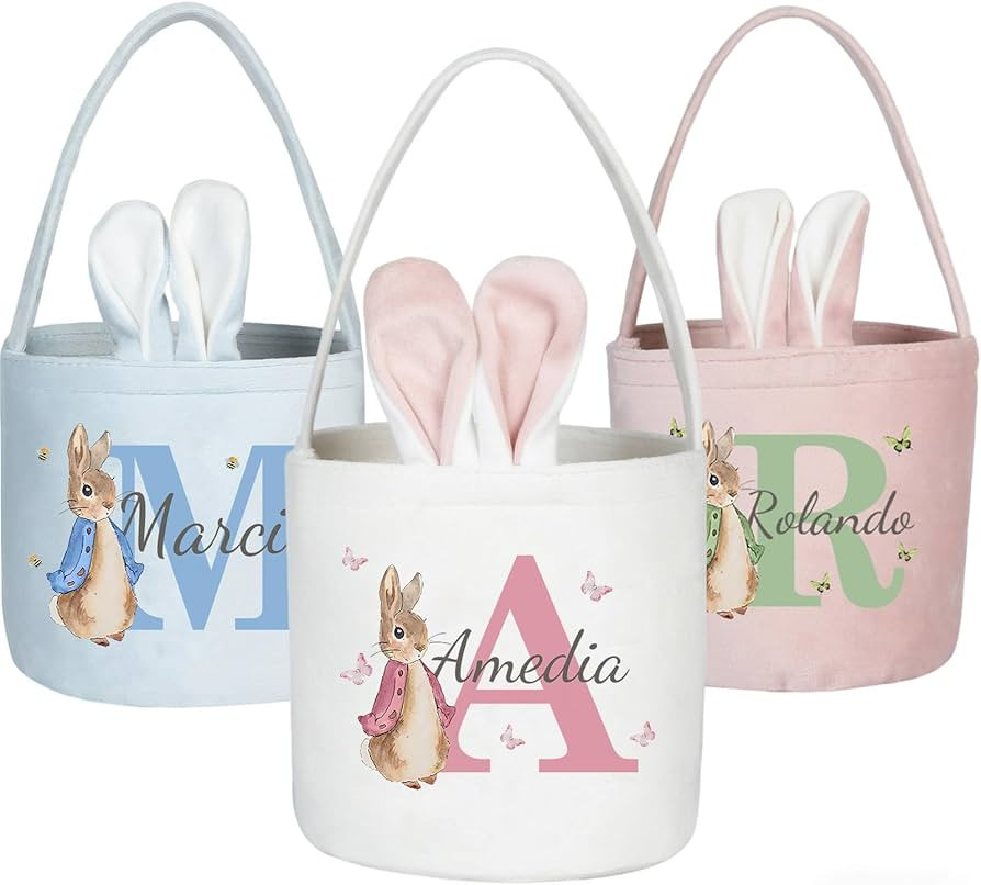 Personalized Easter Basket for Boys and Girls with Custom Name, Mini Cute Bunny Easter Baskets fo... | Amazon (US)