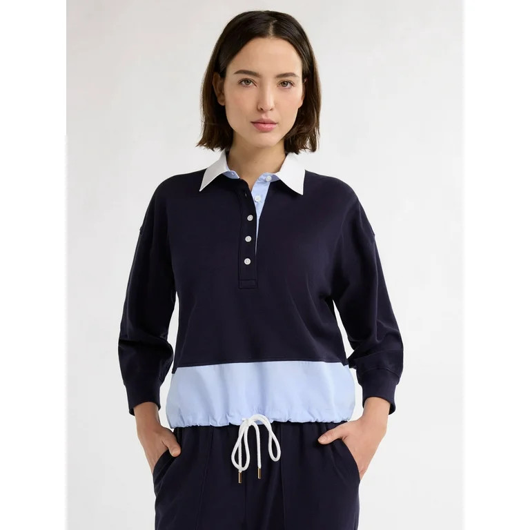 Free Assembly Women’s and Women's Plus Cotton Drawstring Mixy Top, Sizes XS-4X | Walmart (US)