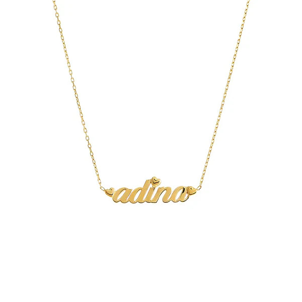 Solid Heart Accented Nameplate Necklace | Adina Eden