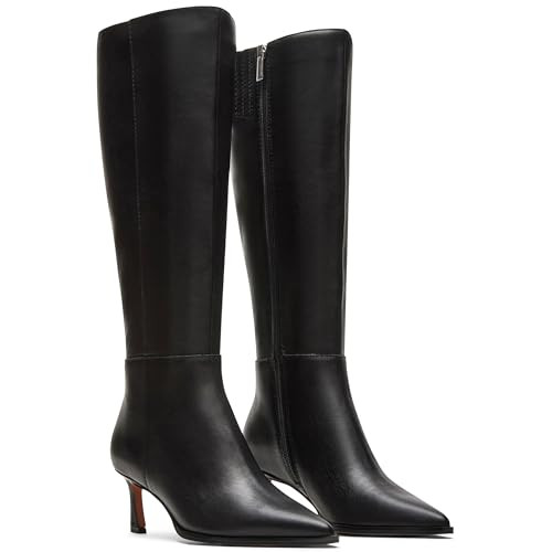 Celbreez Knee High Boots Black Boots for Women Kitten Heel Tall Boots for Women Pointed Toe Wide Calf Leather Boots Side Zipper Comfort Dress Shoes 2025 Fall Boots | Amazon (US)