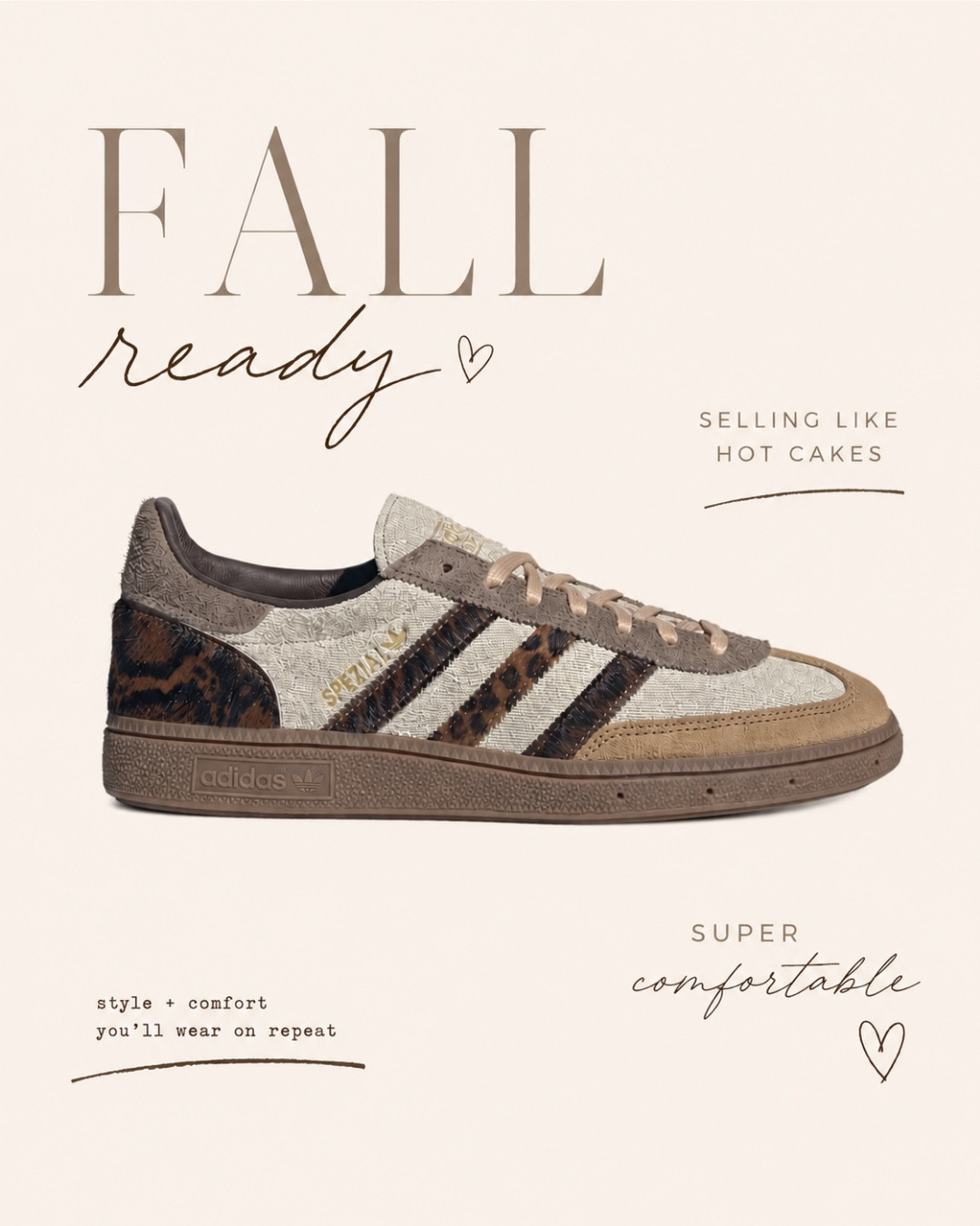 These are the sneakers everyone's been asking about. 

adidas Spezial fall sneakers leopard print comfortable casual shoes women

#LTKWorkwear #LTKOver40 #LTKmomlife