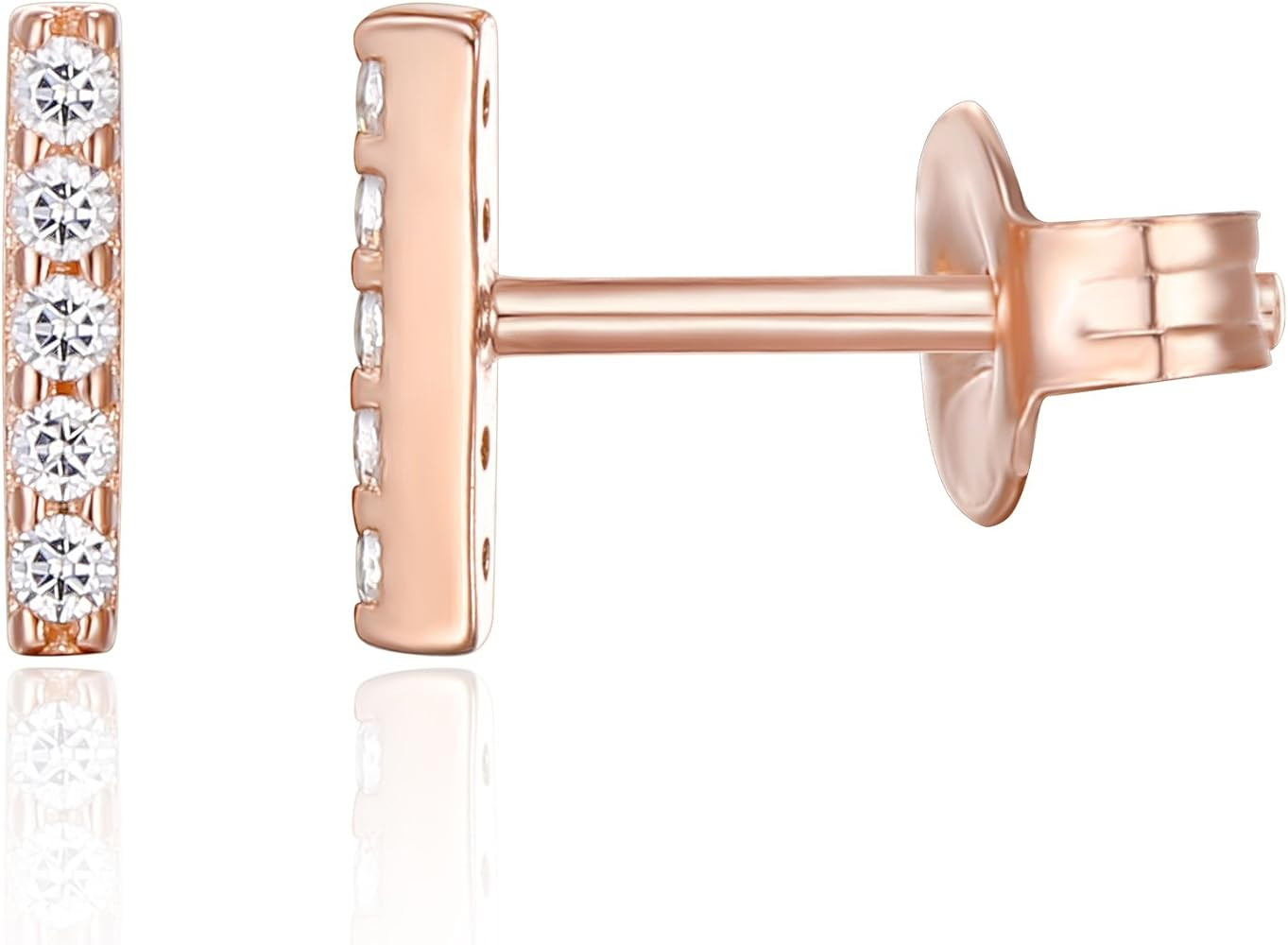 PAVOI 14K Gold Plated 925 Sterling Silver CZ Simulated Diamond Earrings Dainty Geometric Shape - ... | Amazon (US)