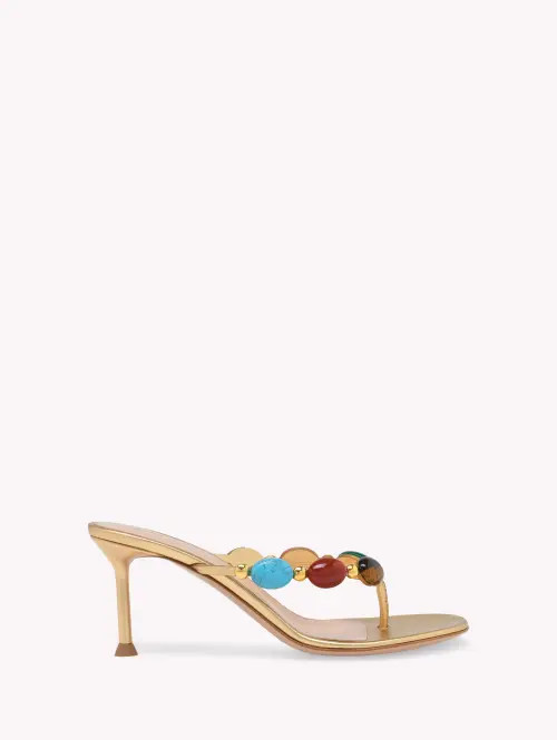 Gianvito Rossi Shanti Thong 70 Sandals in Metallic Gold at Nordstrom, Size 34.5 | Nordstrom