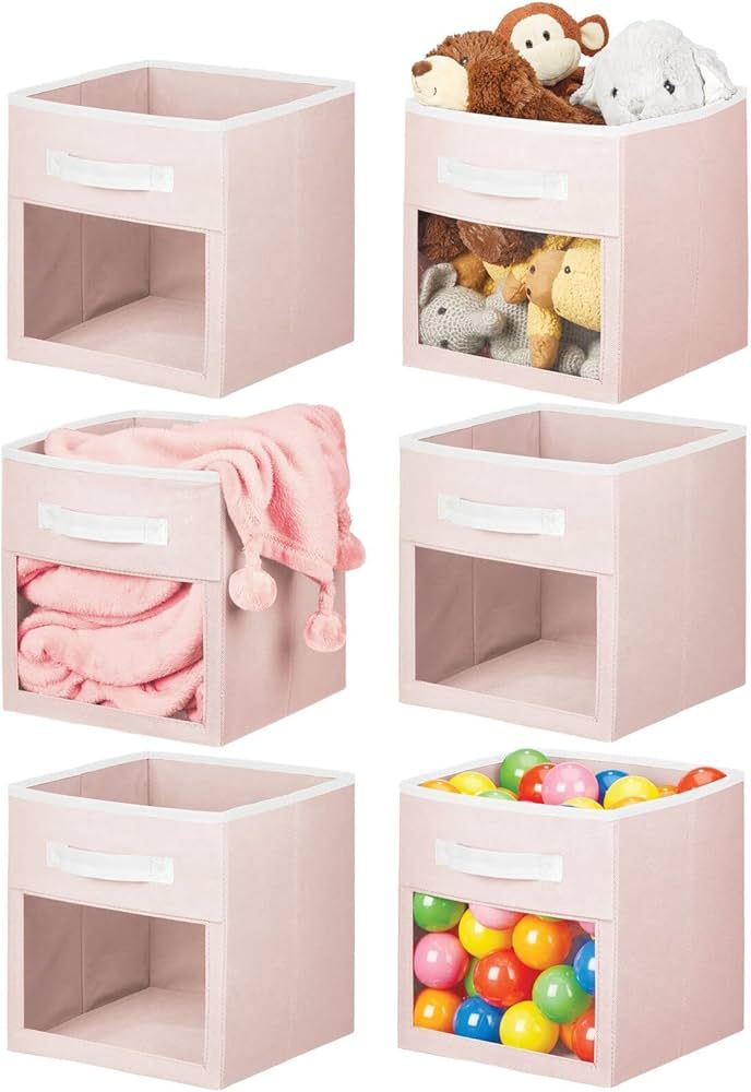 mDesign Fabric Nursery/Playroom Closet Storage Organizer Bin Box with Front Handle/Window for Cub... | Amazon (US)