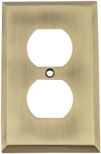 Nostalgic Warehouse 719704 New York Switch Plate with Outlet, Antique Brass | Amazon (US)